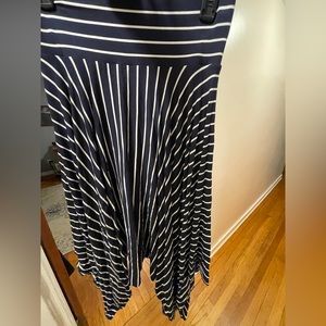 Navy with white stripes. Asymmetric design. Size small